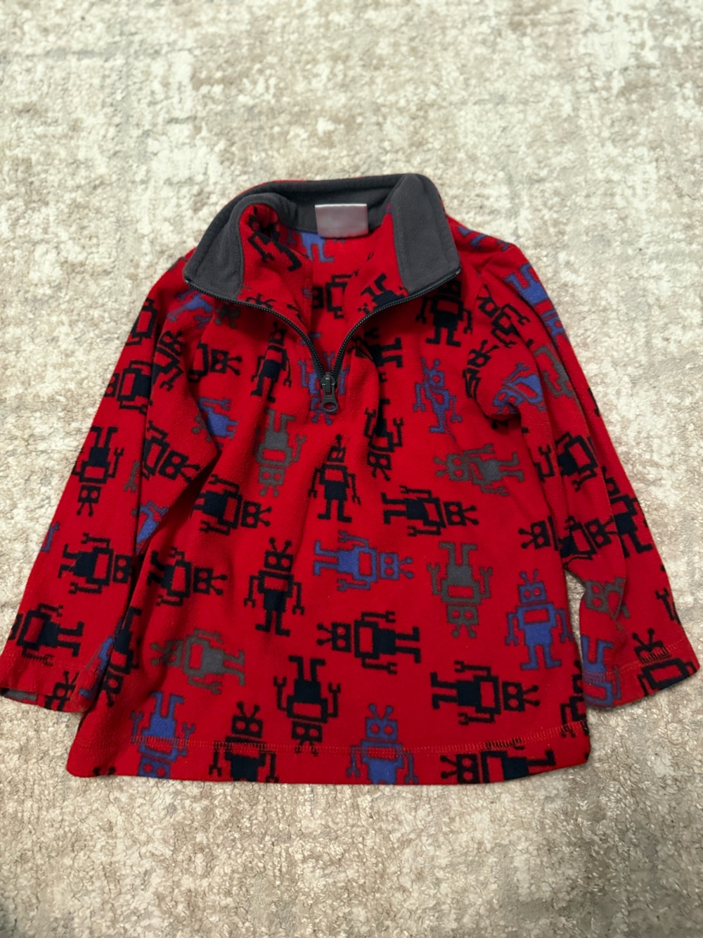 Hanna Andersson Red Robot Fleece Half-Zip Jacket size 4